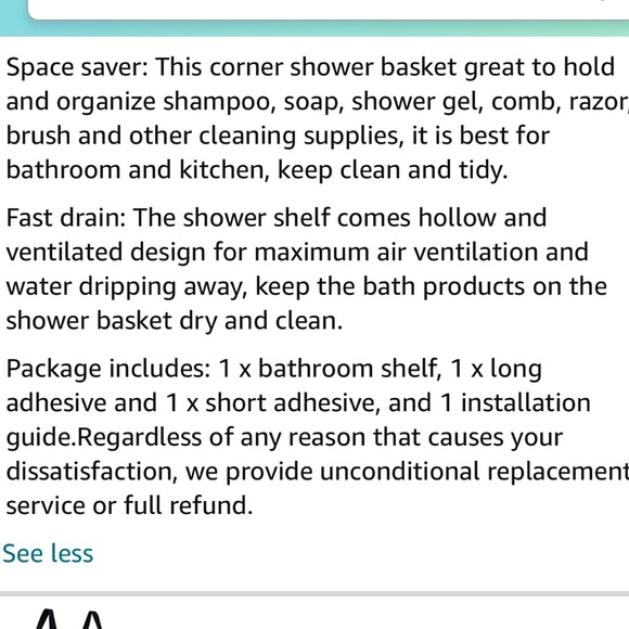 ARCCI Adhesive Corner Holder/Organizer For Tub, Kitchen Basket Storage w/Hooks - Picture 5 of 9